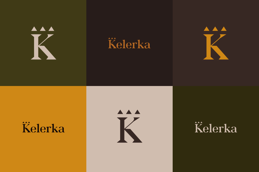 Loga Vinařství Kelerka na různých barevných podkladech